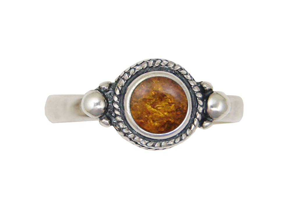 Sterling Silver Ring With Amber Size 5